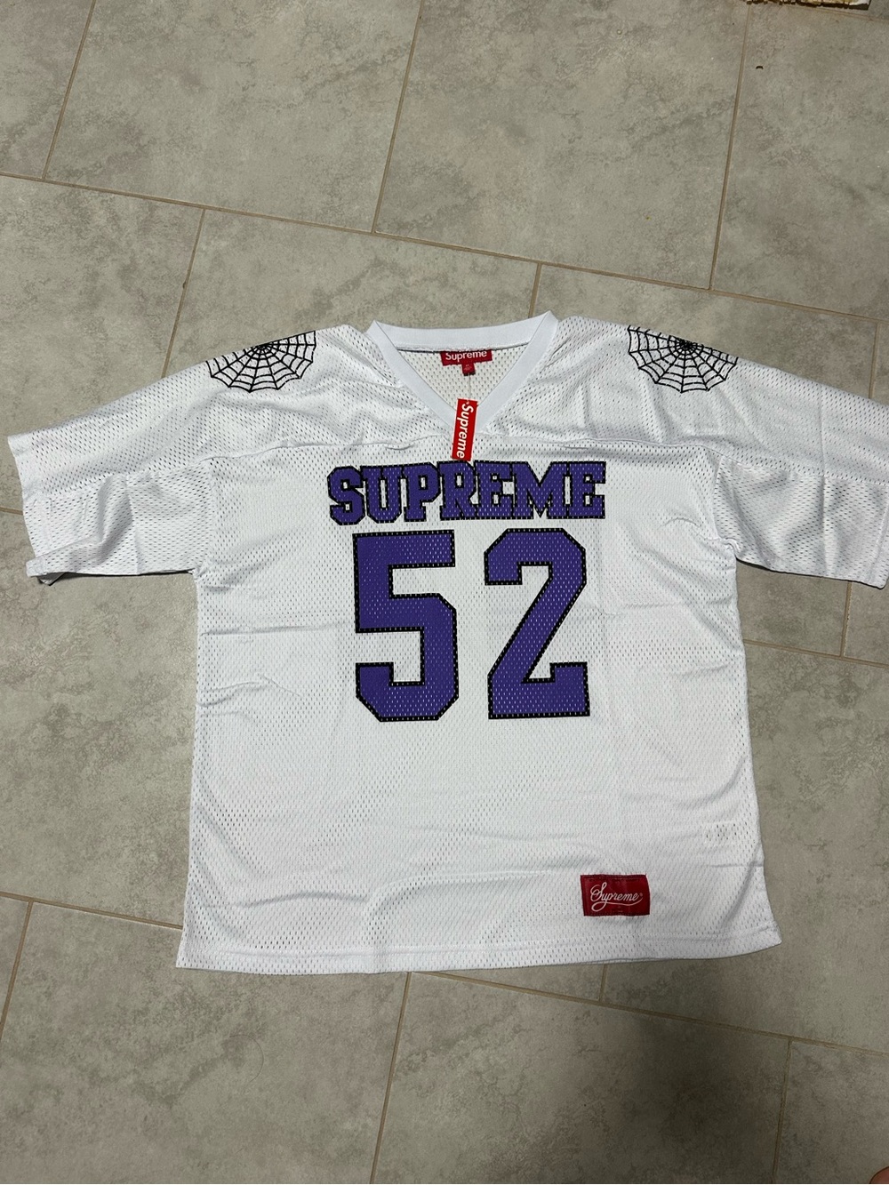 Supreme Spiderweb Football Jersey White Medium